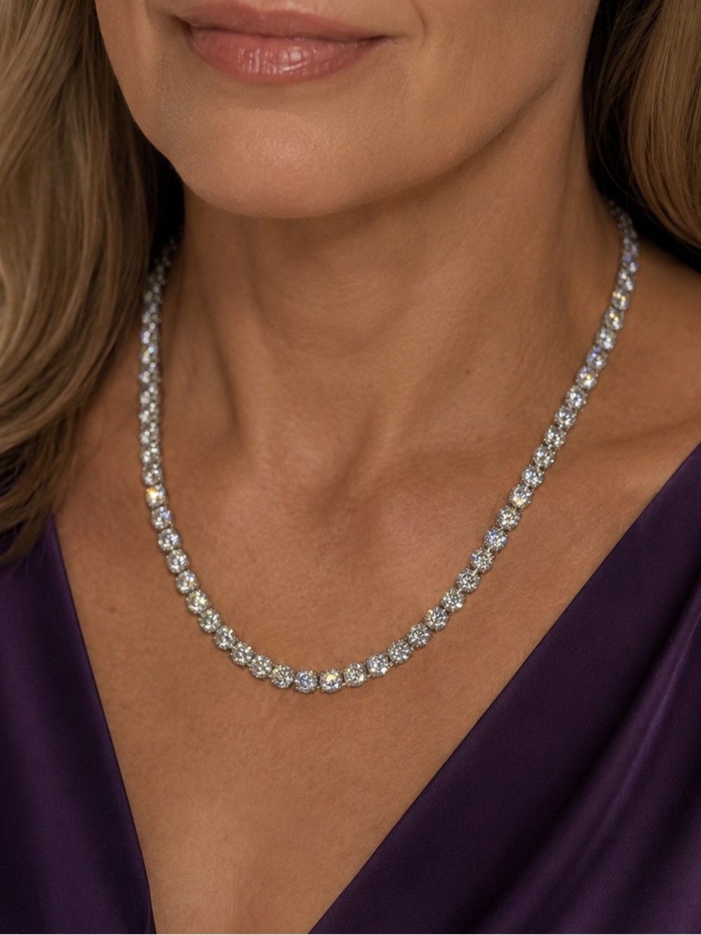 18k 75ct Tennis Necklace - Picture 4 of 15